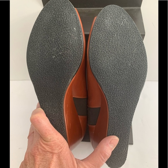 NEW ANYI LU Peep Toe Buckle Wedges Booties Ankle Boots Leather Brown Cognac - Picture 7 of 14